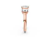 Rose gold Three-Stone Radiant Cut Brilliant Diamond Trellis Ring with Comfort Fit Band_5