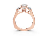 Rose gold Three-Stone Radiant Cut Brilliant Diamond Trellis Ring with Comfort Fit Band_6