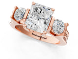 Rose gold Three-Stone Radiant Cut Cut Classic Band Prong Setting Ring_8