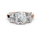 Rose gold Three-Stone Radiant Cut Cut Diamond Engagement Ring with Flat Band and Four-Prong Setting_15