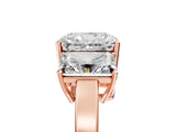 Rose gold Three-Stone Radiant Cut Cut Diamond Engagement Ring with Flat Band and Four-Prong Setting_20