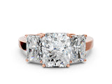 Rose gold Three-Stone Radiant Cut Cut Diamond Engagement Ring with Flat Band and Four-Prong Setting_3