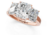 Rose gold Three-Stone Radiant Cut Cut Diamond Engagement Ring with Flat Band and Four-Prong Setting_4