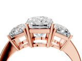 Rose gold Three-Stone Radiant Cut Cut Diamond Engagement Ring with Flat Band and Four-Prong Setting_7