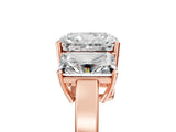 Rose gold Three-Stone Radiant Cut Cut Diamond Engagement Ring with Flat Band and Four-Prong Setting_8