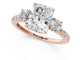 Rose gold Three-Stone Radiant Cut Cut Diamond Pavé Band with Prong Setting_28