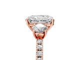 Rose gold Three-Stone Radiant Cut Cut Diamond Pavé Band with Prong Setting_32
