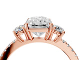 Rose gold Three-Stone Radiant Cut Cut Diamond Pavé Band with Prong Setting_43