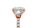 Rose gold Three-Stone Radiant Cut Cut Diamond Pavé Band with Prong Setting_44