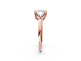 Rose gold Three-Stone Radiant Cut Cut Diamond Ring with Trillion Side Stones and Four-Prong Setting_5