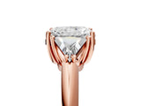 Rose gold Three-Stone Radiant Cut Cut Diamond Ring with Trillion Side Stones and Four-Prong Setting_8