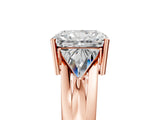 Rose gold Three-Stone Radiant Cut Cut Diamond Ring with Trillion Side Stones on a Split Shank Band_18