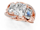 Rose gold Three-Stone Radiant Cut Cut Diamond Split Shank Prong Set Ring_16