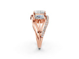 Rose gold Three-Stone Radiant Cut Cut Diamond Split Shank Prong Set Ring_17