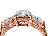 Rose gold Three-Stone Radiant Cut Cut Milgrain Band Prong Setting Ring_13