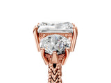 Rose gold Three-Stone Radiant Cut Cut Milgrain Band Prong Setting Ring_14