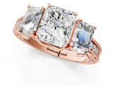 Rose gold Three-Stone Radiant Cut Cut Milgrain Pavé Engagement Ring_20