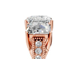 Rose gold Three-Stone Radiant Cut Cut Milgrain Pavé Engagement Ring_24