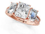 Rose gold Three-Stone Radiant Cut Cut Milgrain Pavé Engagement Ring_8