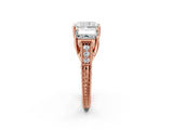 Rose gold Three-Stone Radiant Cut Cut Milgrain Pavé Engagement Ring_9