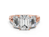 Rose gold Three-Stone Radiant Cut Diamond Braided Band Ring with Four-Prong Setting_90