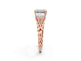 Rose gold Three-Stone Radiant Cut Diamond Braided Band Ring with Four-Prong Setting_92