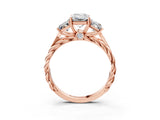 Rose gold Three-Stone Radiant Cut Diamond Braided Band Ring with Four-Prong Setting_93