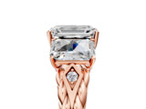 Rose gold Three-Stone Radiant Cut Diamond Braided Band Ring with Four-Prong Setting_95