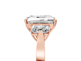 Rose gold Three-Stone Radiant Cut Diamond Cathedral Engagement Ring with Prong Setting_11