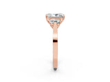 Rose gold Three-Stone Radiant Cut Diamond Cathedral Engagement Ring with Prong Setting_8