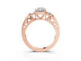 Rose gold Three-Stone Radiant Cut Diamond Cathedral Engagement Ring with Prong Setting_9