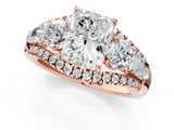 Rose gold Three-Stone Radiant Cut Diamond Engagement Ring with Pave Band and Prong Setting_7