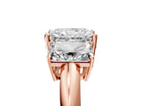 Rose gold Three-Stone Radiant Cut Diamond Engagement Ring with Prong Setting on a White Gold Band_11