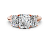 Rose gold Three-Stone Radiant Cut Diamond Engagement Ring with Prong Setting on a White Gold Band_30