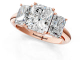 Rose gold Three-Stone Radiant Cut Diamond Engagement Ring with Prong Setting on a White Gold Band_31