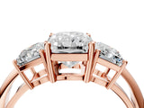 Rose gold Three-Stone Radiant Cut Diamond Engagement Ring with Prong Setting on a White Gold Band_34
