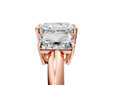 Rose gold Three-Stone Radiant Cut Diamond Engagement Ring with Prong Setting on a White Gold Band_35