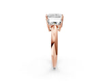 Rose gold Three-Stone Radiant Cut Diamond Engagement Ring with Prong Setting on a White Gold Band_8