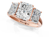 Rose gold Three-Stone Radiant Cut Diamond Engagement Ring with Prong Setting_4