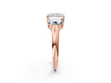 Rose gold Three-Stone Radiant Cut Diamond Engagement Ring with Prong Setting_5
