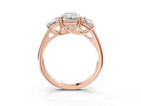 Rose gold Three-Stone Radiant Cut Diamond Engagement Ring with Prong Setting_6