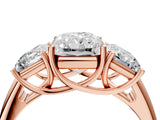Rose gold Three-Stone Radiant Cut Diamond Engagement Ring with Prong Setting_7