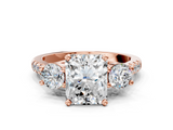 Rose gold Three-Stone Radiant Cut Diamond Pavé Band with Four-Prong Setting_46