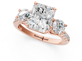 Rose gold Three-Stone Radiant Cut Diamond Pavé Band with Four-Prong Setting_47