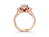 Rose gold Three-Stone Radiant Cut Diamond Pavé Band with Four-Prong Setting_49