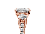 Rose gold Three-Stone Radiant Cut Diamond Pavé Band with Four-Prong Setting_51