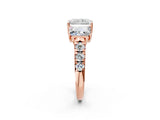Rose gold Three-Stone Radiant Cut Diamond Pavé Band with Prong Setting_5