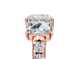 Rose gold Three-Stone Radiant Cut Diamond Pavé Band with Prong Setting_8
