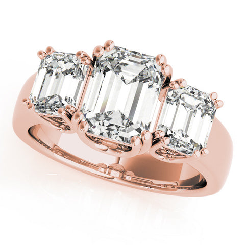Rose gold Three-Stone Radiant Cut Diamond Ring with Channel Set Band and Four-Prong Setting 1