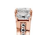 Rose gold Three-Stone Radiant Cut Diamond Ring with Channel-Set Band and Four-Prong Setting_124